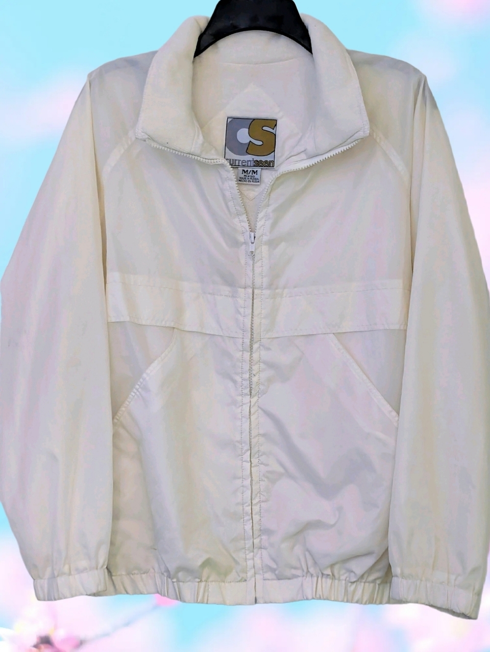 FREE SHIPPING Women's Cream Windbreaker Jacket- Hidden Hood